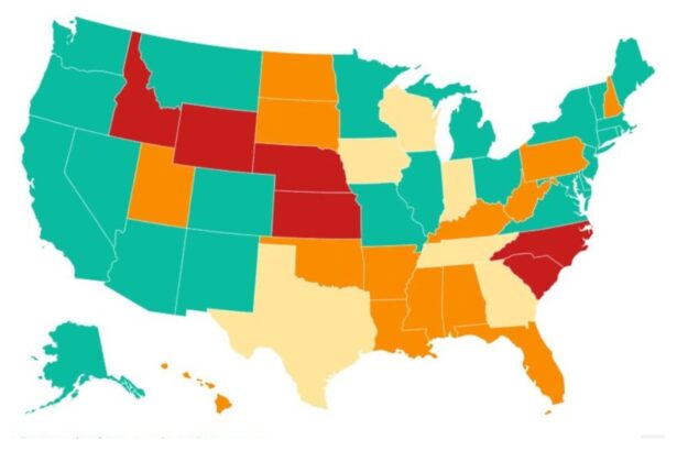 Map of the USA where marijuana consumption is legal during the 2026 FIFA World Cup