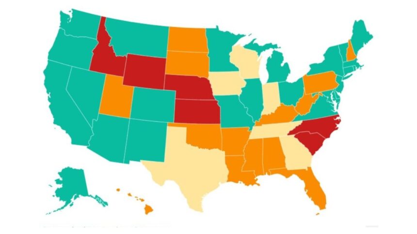 Map of the USA where marijuana consumption is legal during the 2026 FIFA World Cup
